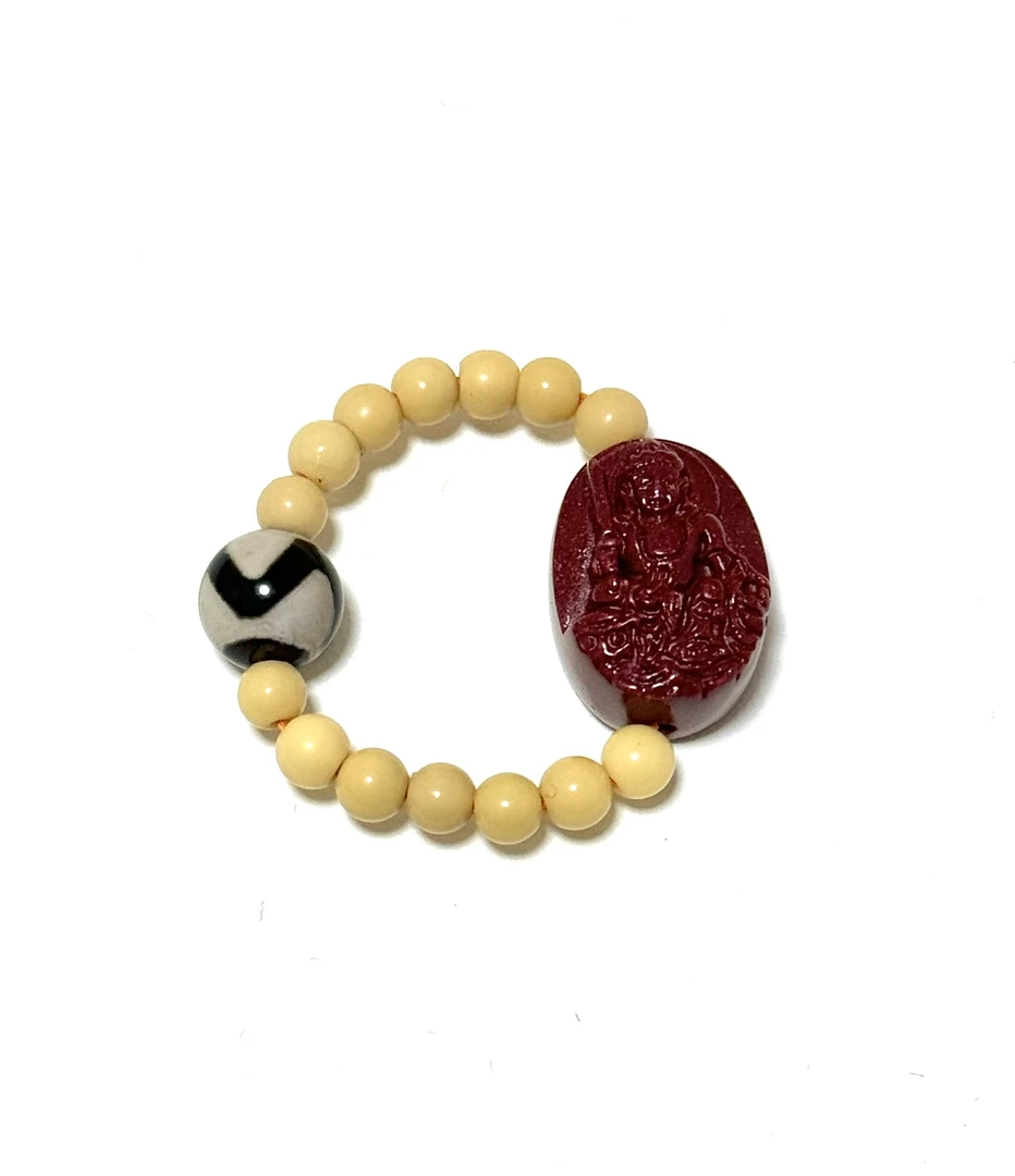 天然辰砂龙玉文殊DIY戒指/个FL-1872