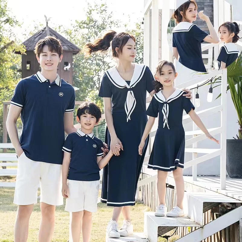 网红炸街亲子装夏季一家三口四口母子母女装连衣裙时尚洋气情侣装
