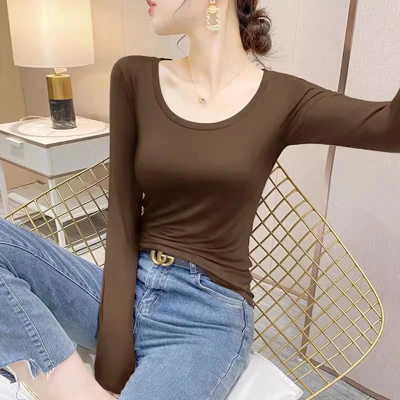 Etam/艾格【拍一发二】百搭ins修身气质秋冬纯色圆领长袖打底衫