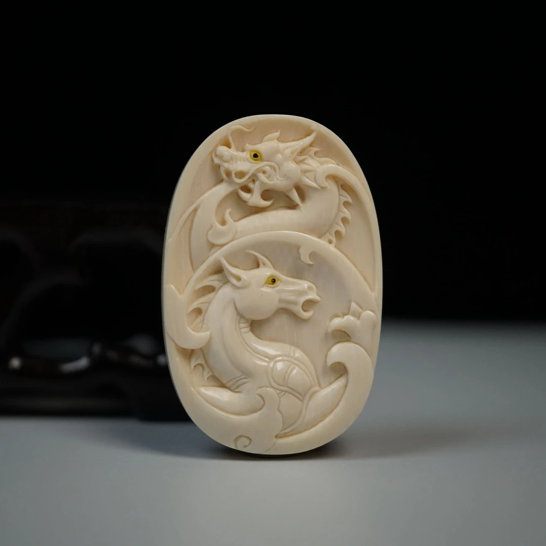 天然猛犸牙正品保真现货龙马精神吊牌佩戴饰品文玩吊坠