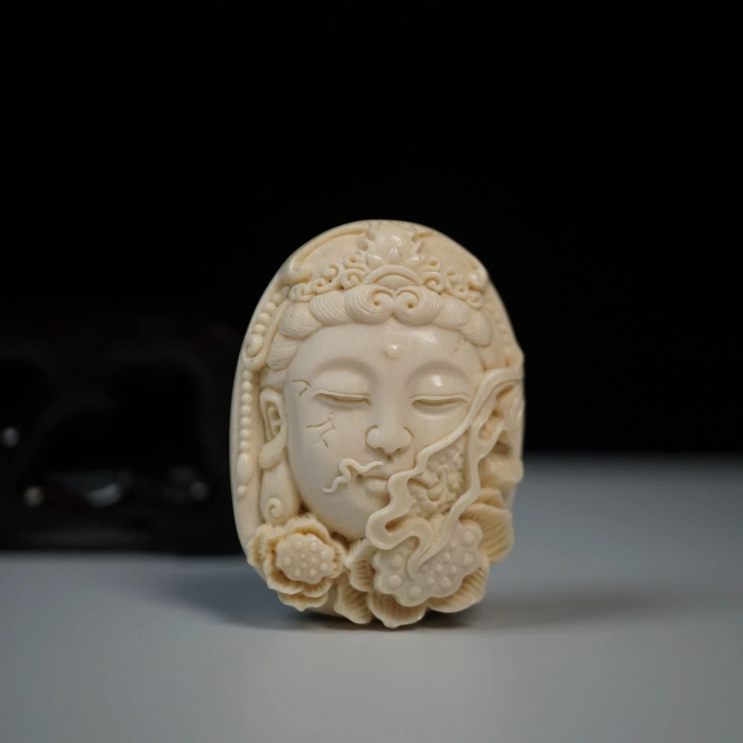 天然猛犸牙真品保真现货佛魔一念之间吊牌男女款手工雕刻小吊坠