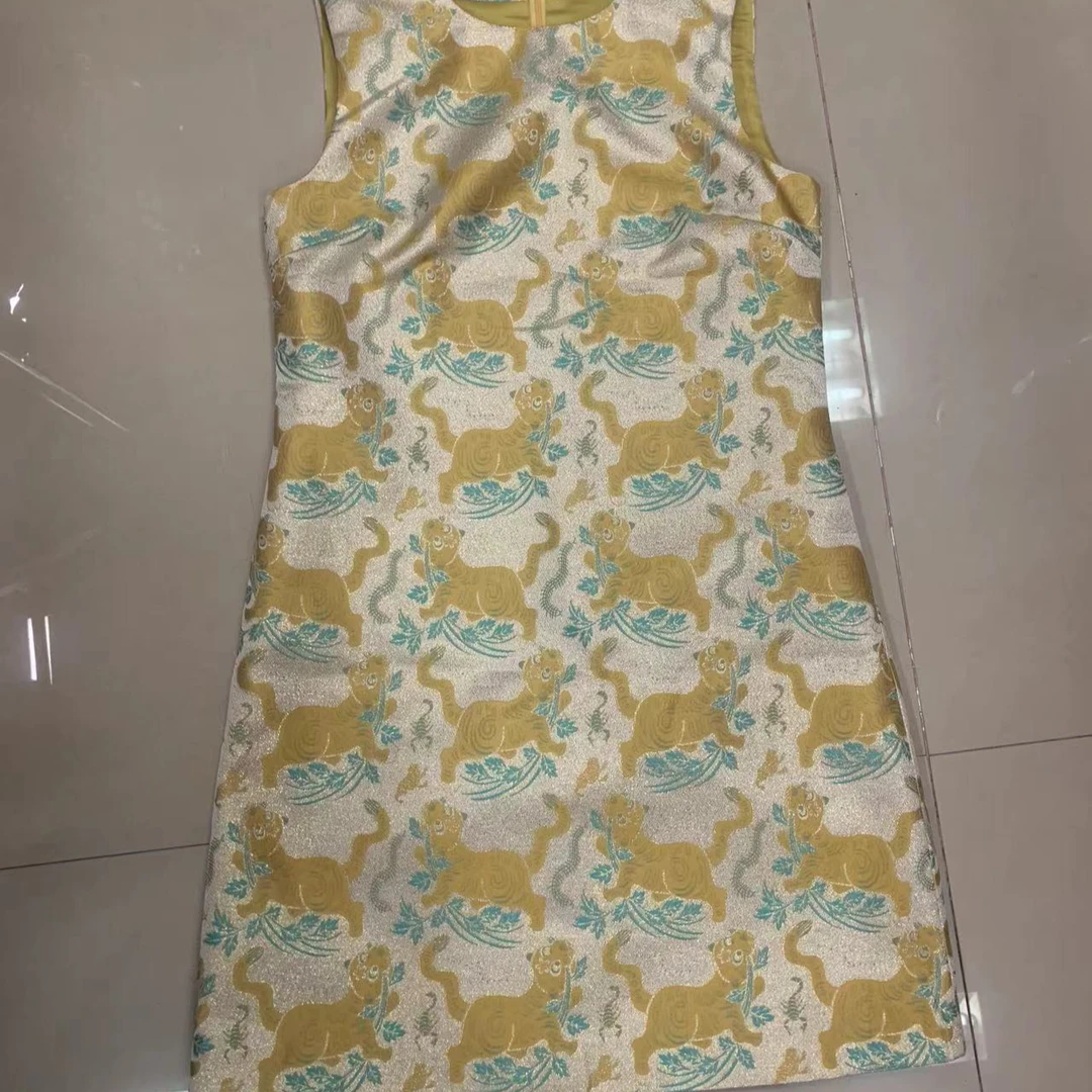 MCX033慕之淇真丝混纺宋锦时尚连衣裙