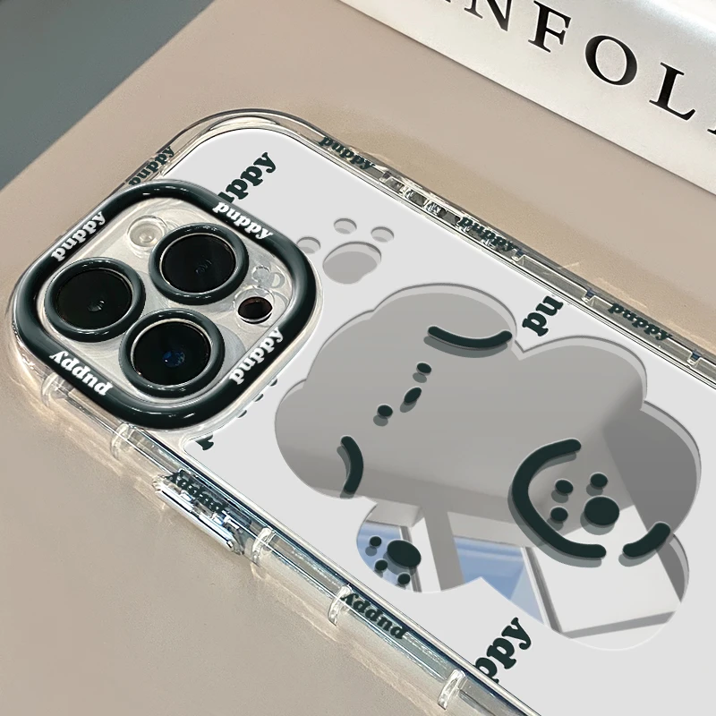 踢腿小狗适用苹果16华为荣耀vivo/iqoo/oppo小米红米镜面手机壳