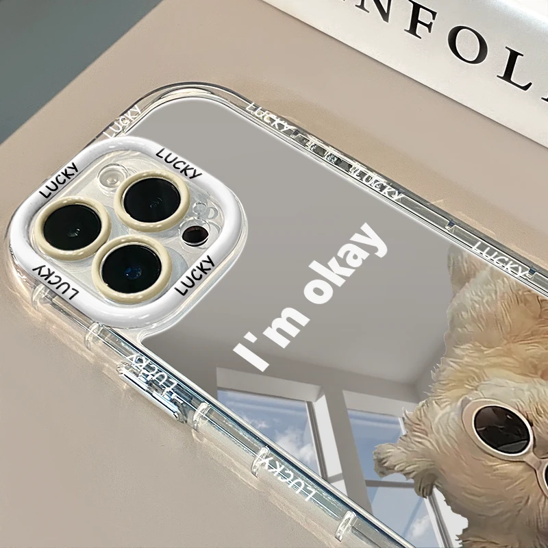 墨镜小狗适用苹果16华为荣耀vivo/iqoo/oppo小米红米镜面手机壳