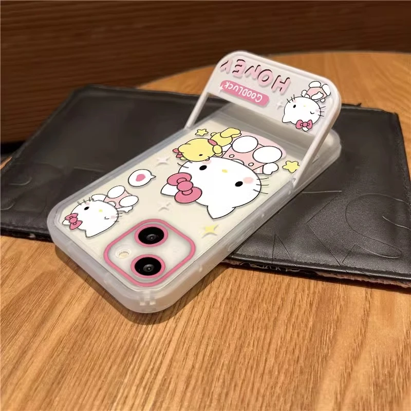 卡通猫适用苹果16华为荣耀vivo/iqoo/oppo小米隐形支架手机壳