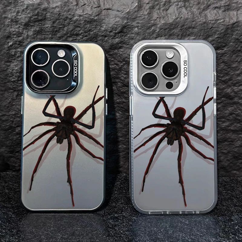 黑蜘蛛适用苹果16华为荣耀vivo/iqoo/oppo小米红米彩银手机壳