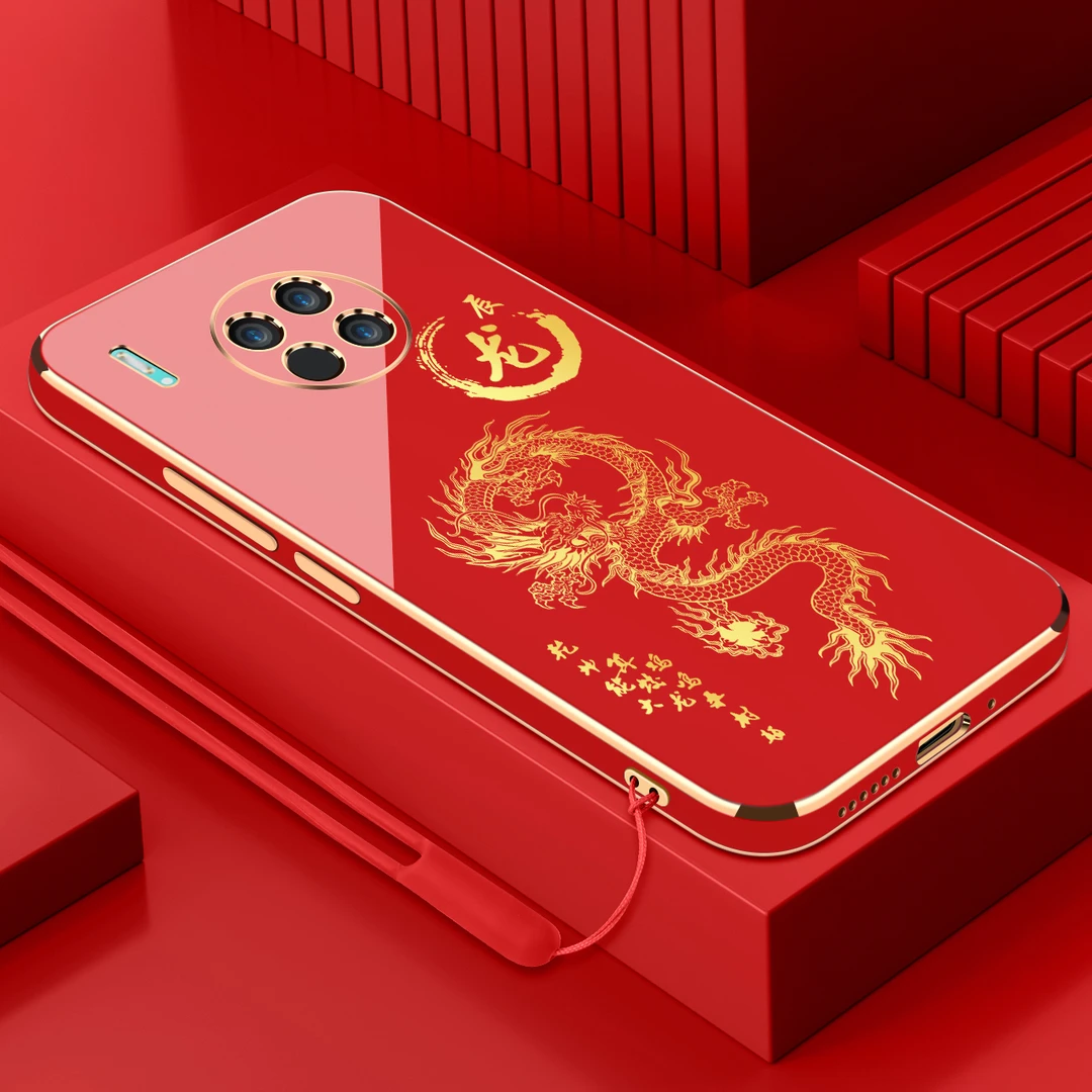 华为mate30电镀手机壳十二生肖直边国潮硅胶全包软壳防摔保护套