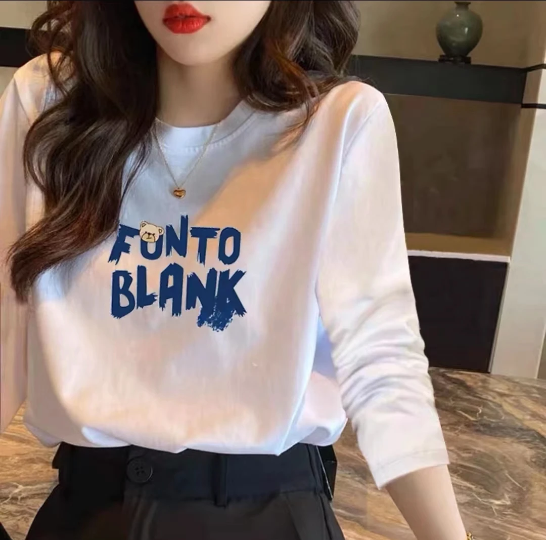 2024新款印花潮牌男女同款春秋潮流新款时尚百搭圆领长袖打底衫