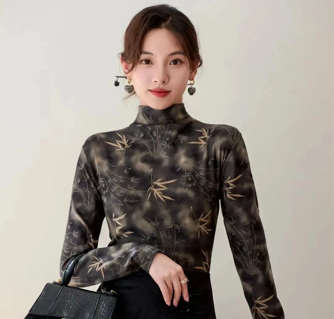 女士秋冬双面德绒半高领打底衫保暖遮肉显瘦长袖内搭时尚小衫百搭