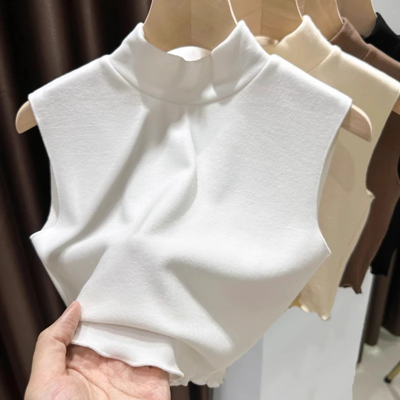 高档内搭打底神器假领子女款爆款2025新款秋冬保暖半高领德绒背心