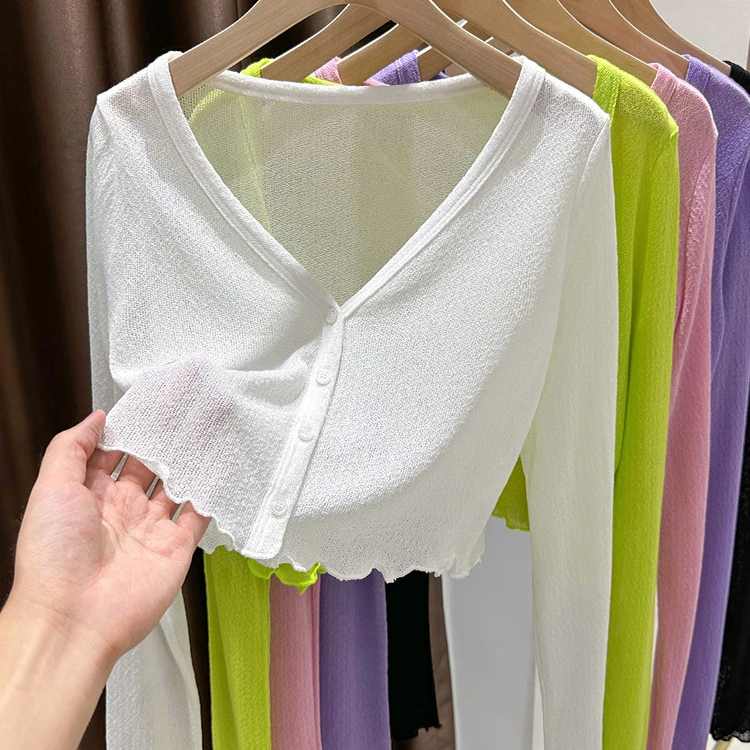 白色短款针织开衫女夏天配吊带裙外搭披肩罩衫冰丝薄款空调衫外套