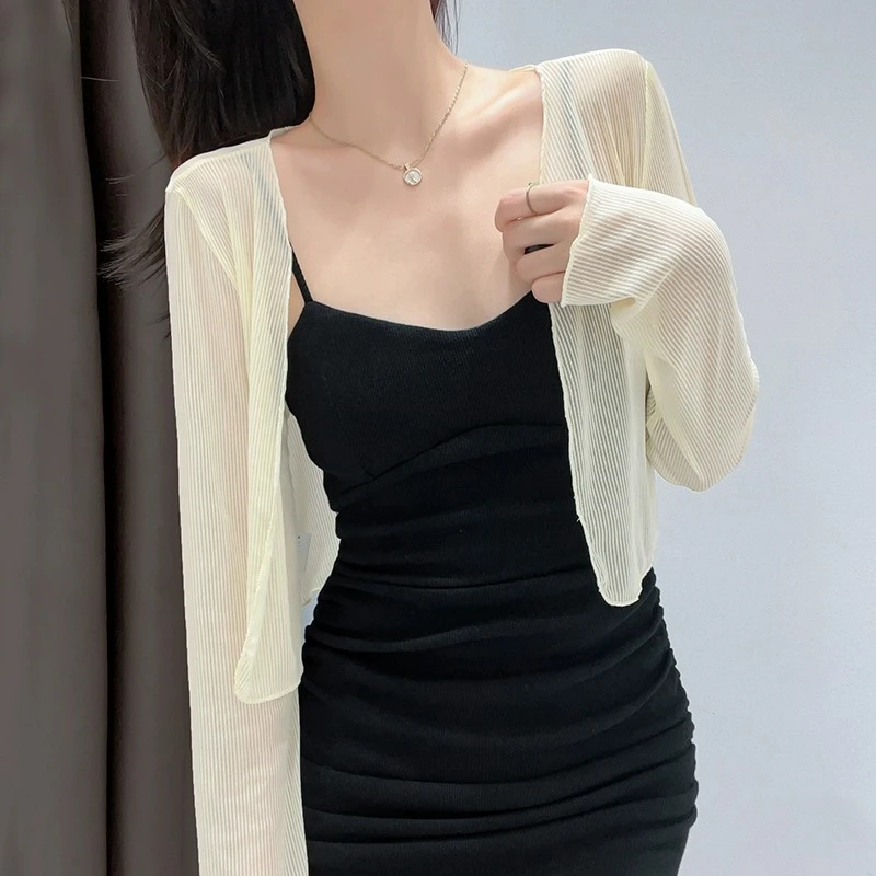 短款蕾丝网纱披肩女爆款2025新款吊带裙外搭开衫高档长袖开衫上衣