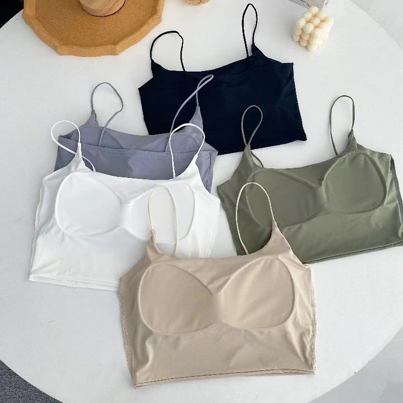 夏季纯色防走光白色短款打底透气薄款美背