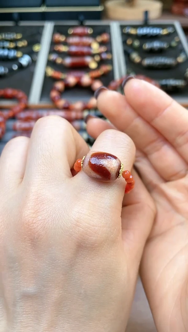 【闪购商品】玛瑙/玉髓戒指未镶嵌高油红肉牙牙戒指
