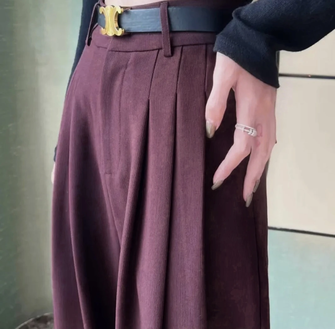 8608秋冬显瘦时尚高腰气质休闲百搭阔腿裤