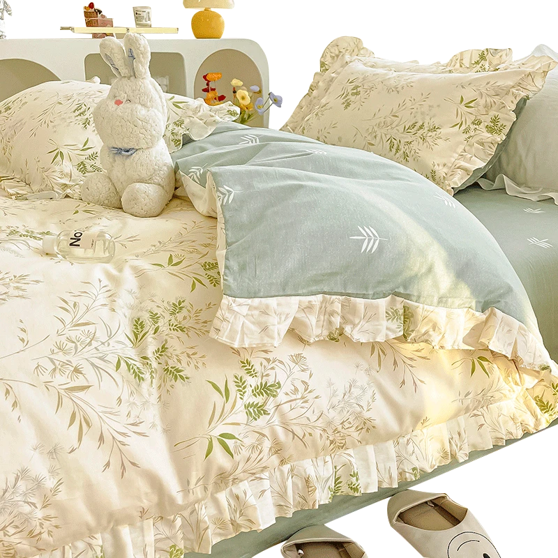 夏季小清新纯棉床上网红全棉公主风被罩少女心韩式单人四件套宿舍