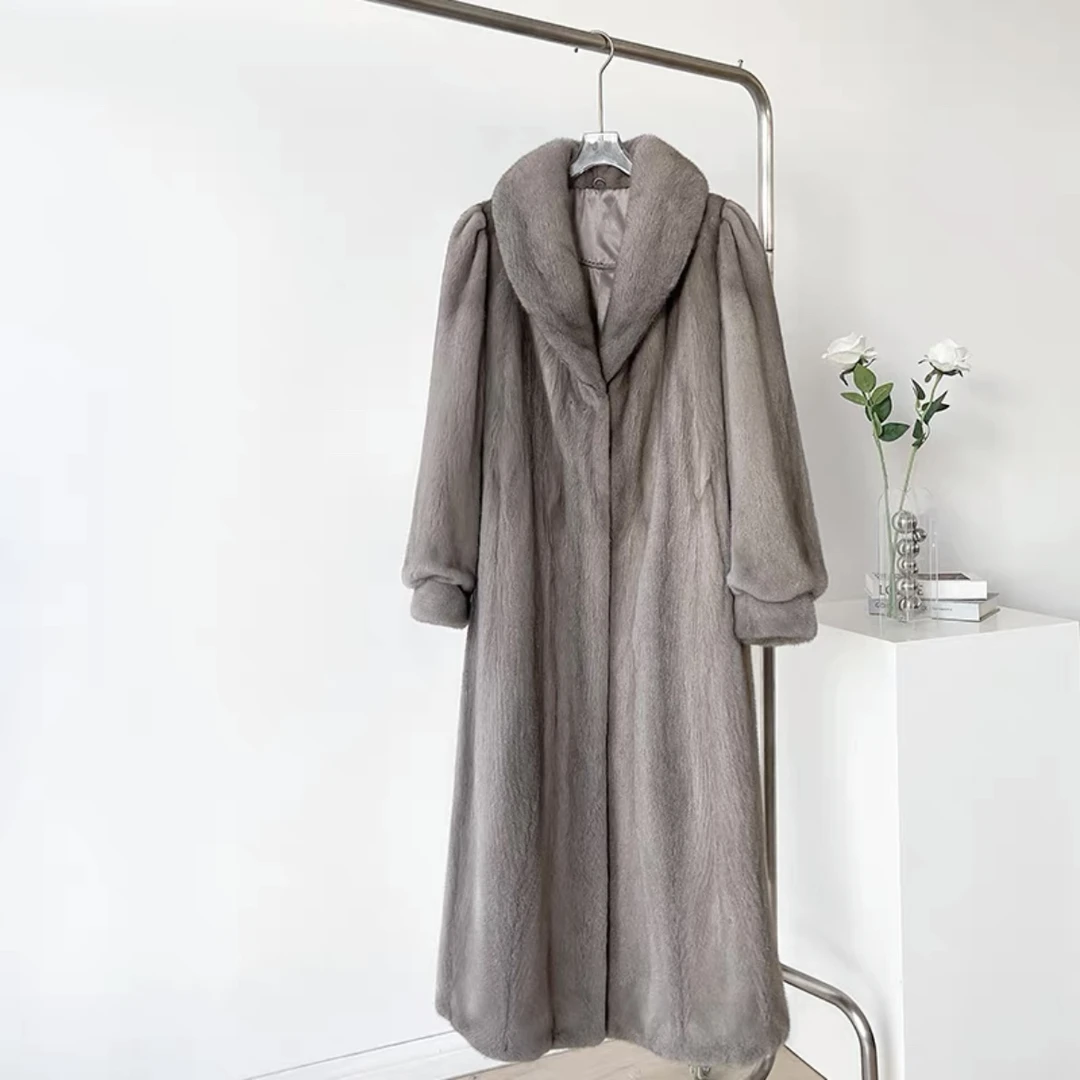 进口整貂水貂女长款母皮全抽时尚休闲外套大衣