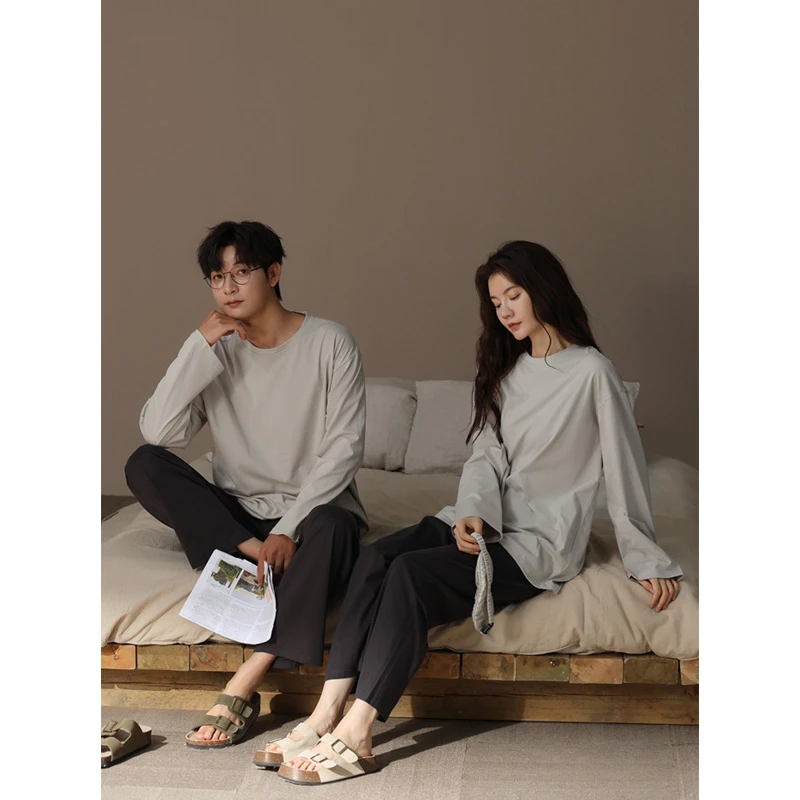 2025新款情侣睡衣女秋季新疆棉长袖长裤大码宽松男士薄家居服套装