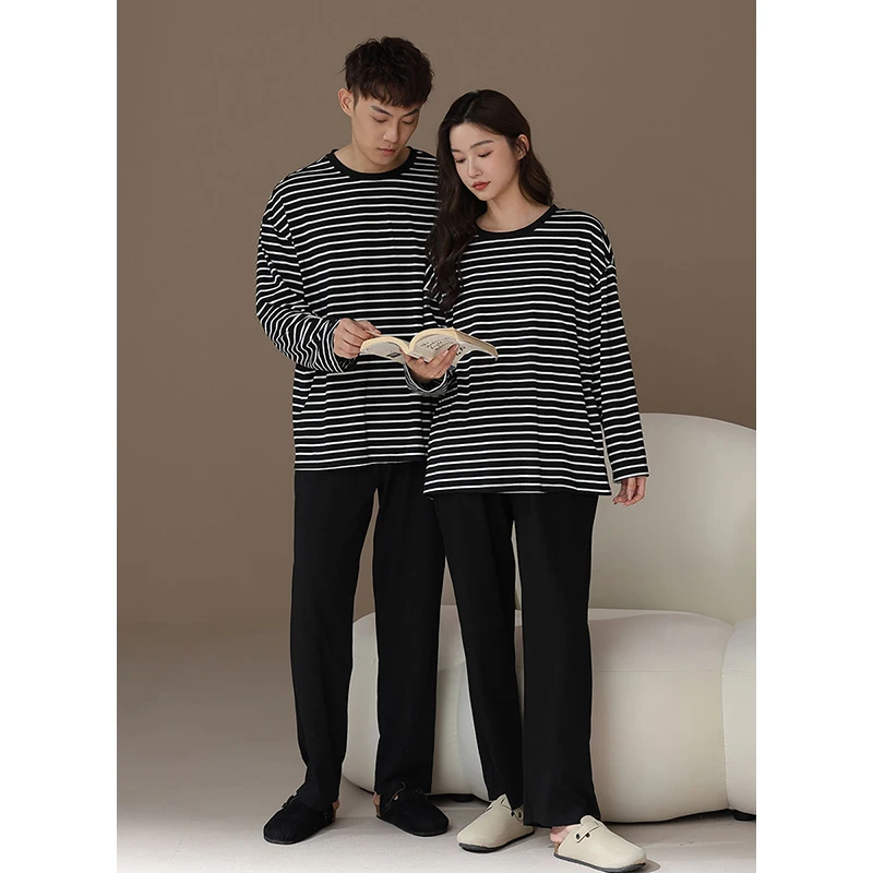 【美家臣】超柔软莫代尔情侣睡衣春秋季新款长袖套头男女家居服
