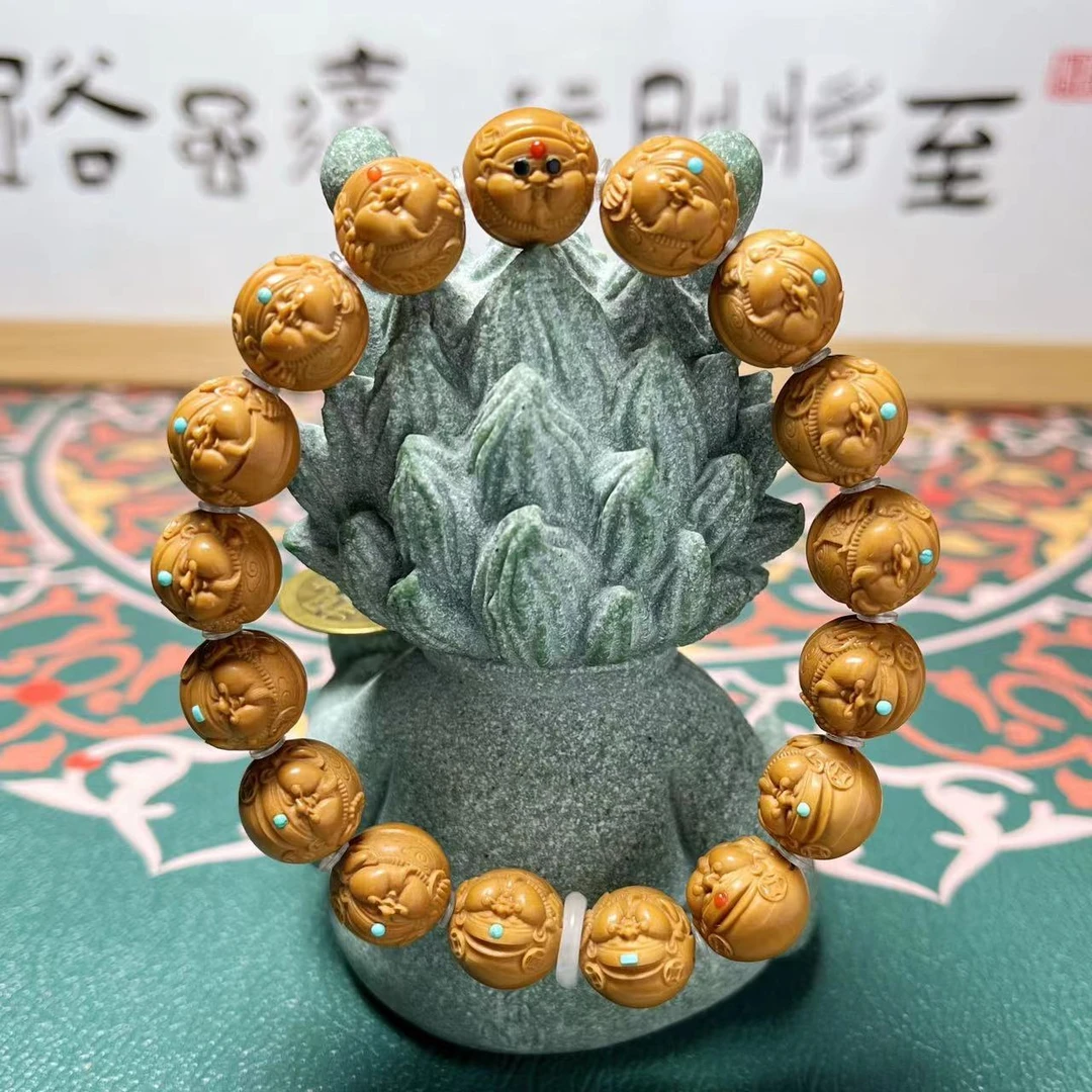 A猴头核桃1.3尺元宝财神（满镶嵌）手串