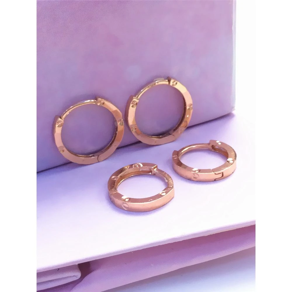 女585紫金耳扣俄罗斯14k金585玫瑰金点点耳环