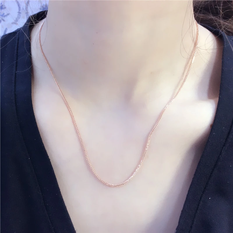 福福金楼肖邦项链14K玫瑰金经典流行锁骨链时尚百搭简约素款