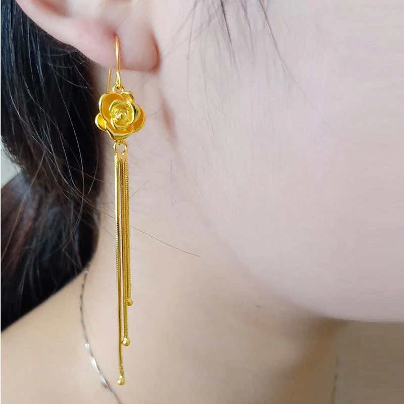 铜合金耳饰 新款耳线女时尚质简约气质长款流苏百搭饰品耳坠耳饰