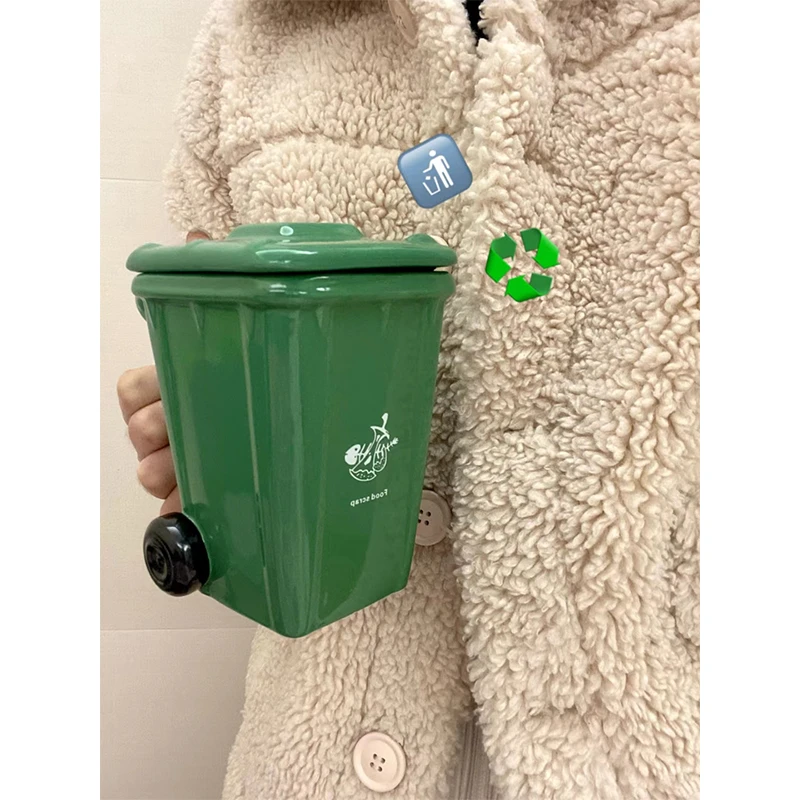 垃圾桶造型杯子咖啡马克杯创意搞怪水杯搞笑异形茶杯网红陶瓷杯子