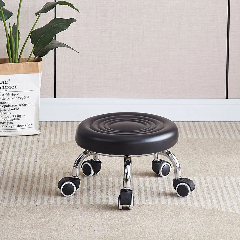 家用美甲修脚美缝凳滑轮矮凳旋转擦地带轮小板凳儿童带娃学步凳子