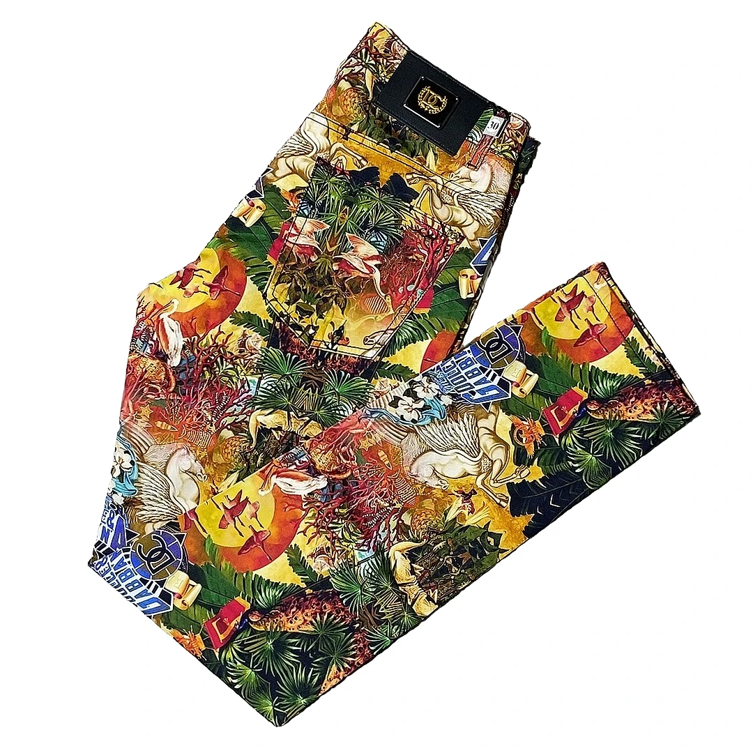 欧货高档春夏数码印花休闲裤男士港风修身轻奢时尚亲肤潮流男裤