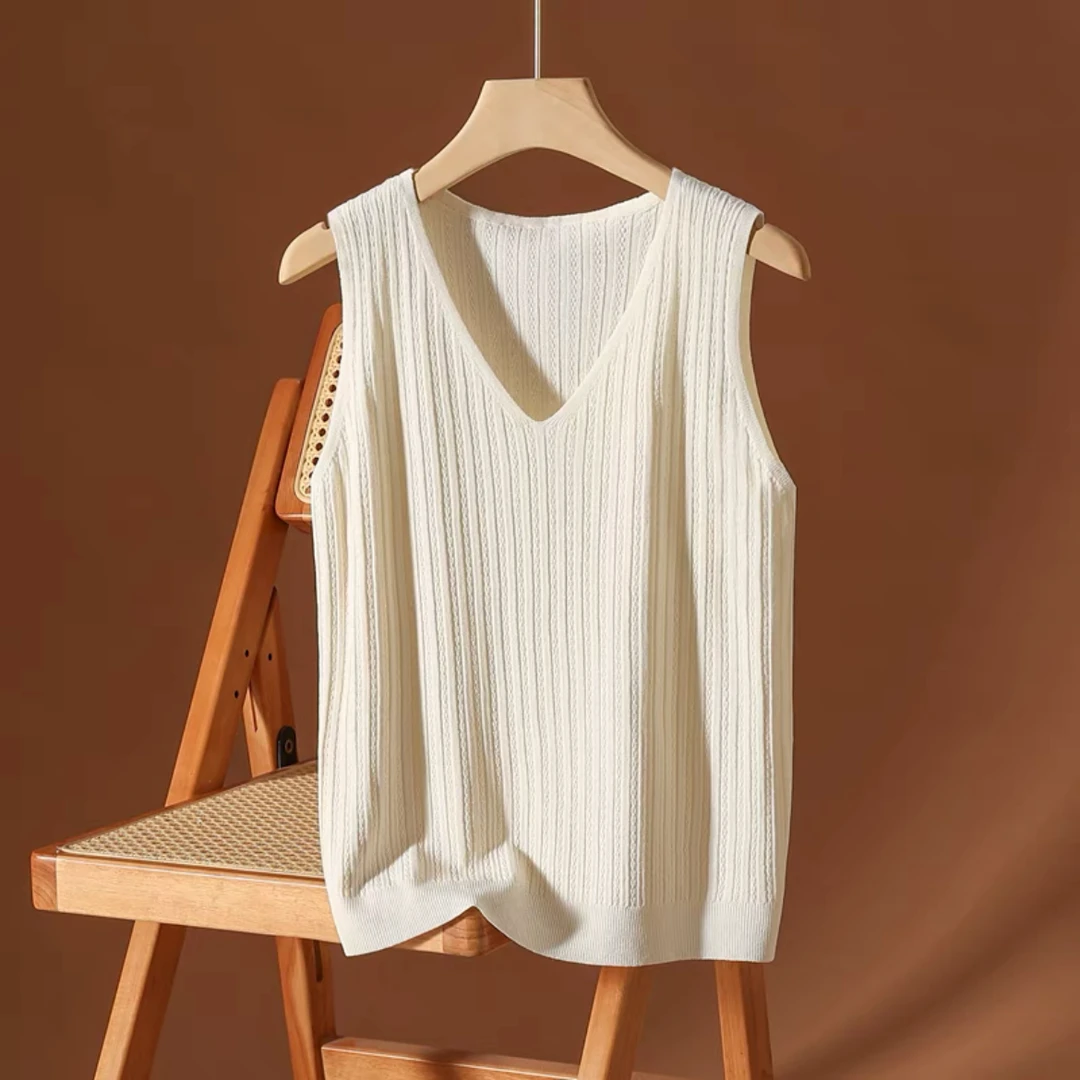 2025新款宽松V领内搭无袖打底冰丝大码背心女外穿时尚百搭显瘦