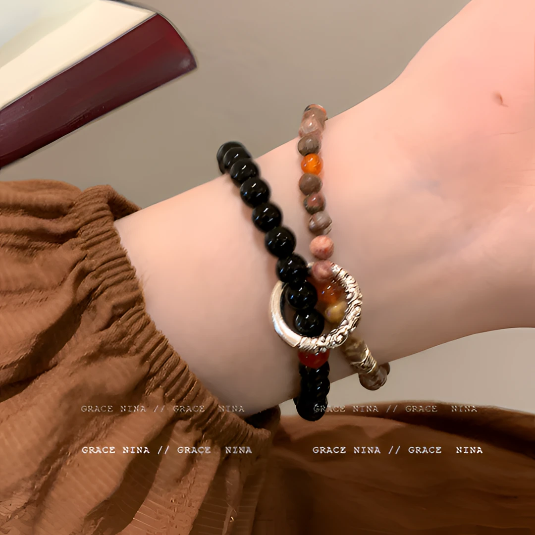 合金手链 中式美学！2024新款国风平安扣串珠手链女情侣手饰手串