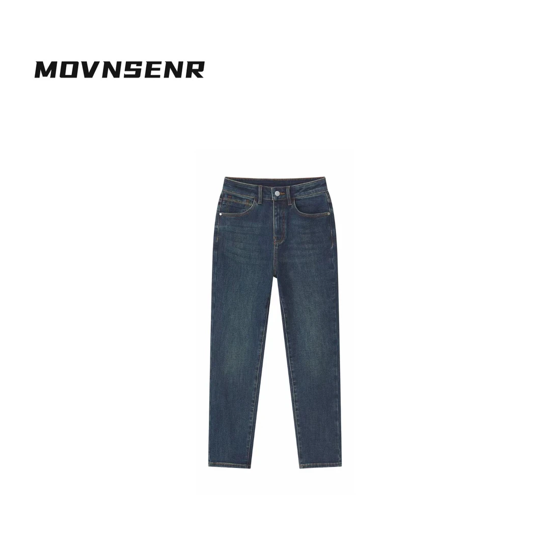 MOVNSENR 高腰九分加绒加厚烟管牛仔裤 GJ751