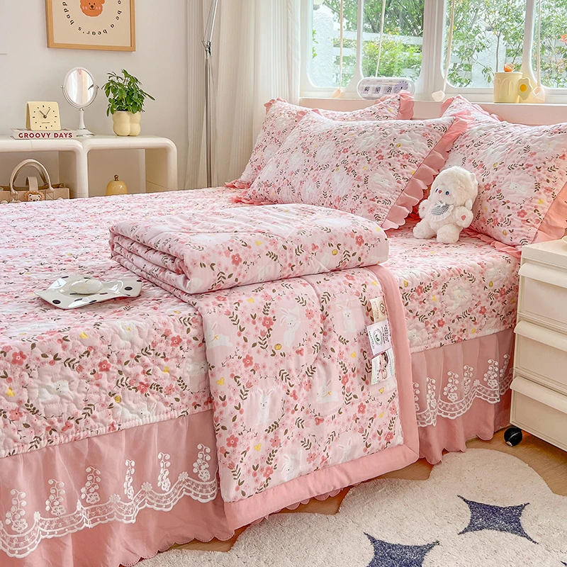 新款床盖款夏凉被四件套可机洗夏凉被公主风双单人床上用品床裙款