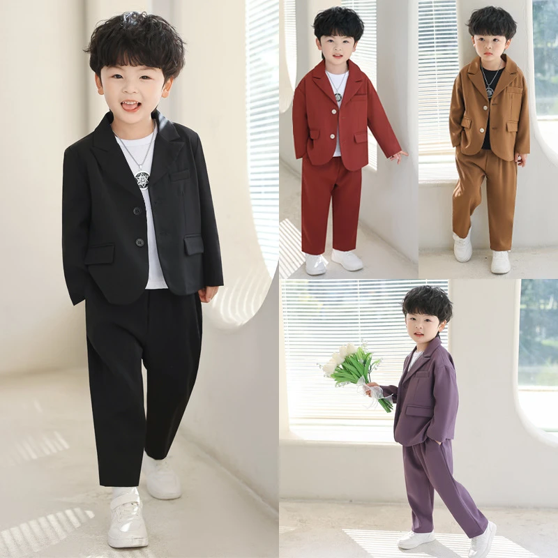 儿童礼服春秋男童休闲小西装帅气花童儿童套装礼服洋气小男孩西服