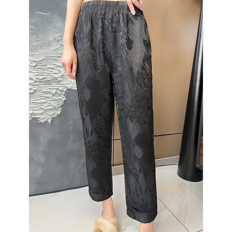 美美国风【夹棉】新中式百搭高腰松紧显瘦保暖棉裤休闲裤539