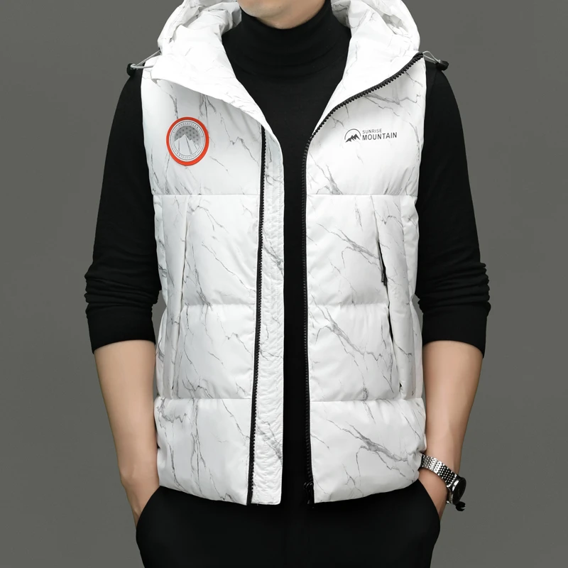 【新国标95白鸭绒】羽绒马甲男士运动时尚休闲连帽潮流加厚保暖坎肩