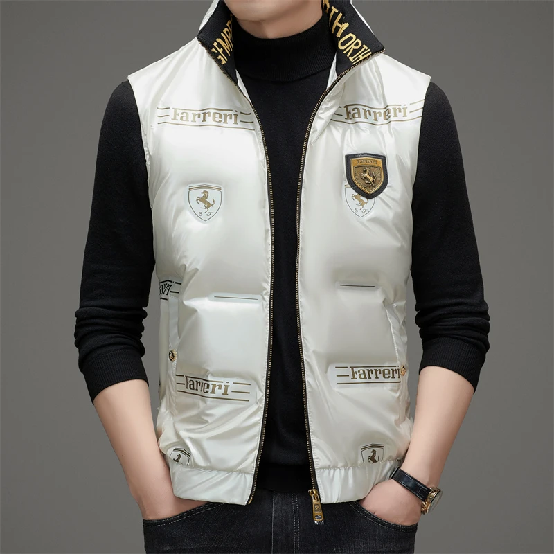 【专柜同款】轻奢男装2024新款羽绒马甲男款白鸭绒外套时尚休闲外套