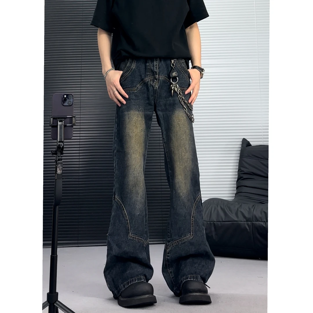 【经典复古水洗】小众结构拼接设计怀旧微喇叭牛仔裤百搭休闲长裤