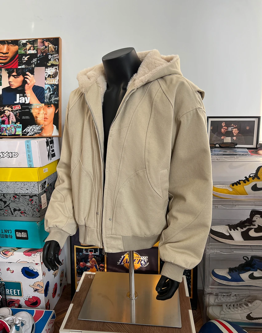 【座山雕加绒】秋冬加厚外套男 cleanfit 重磅帆布水洗棉服夹克