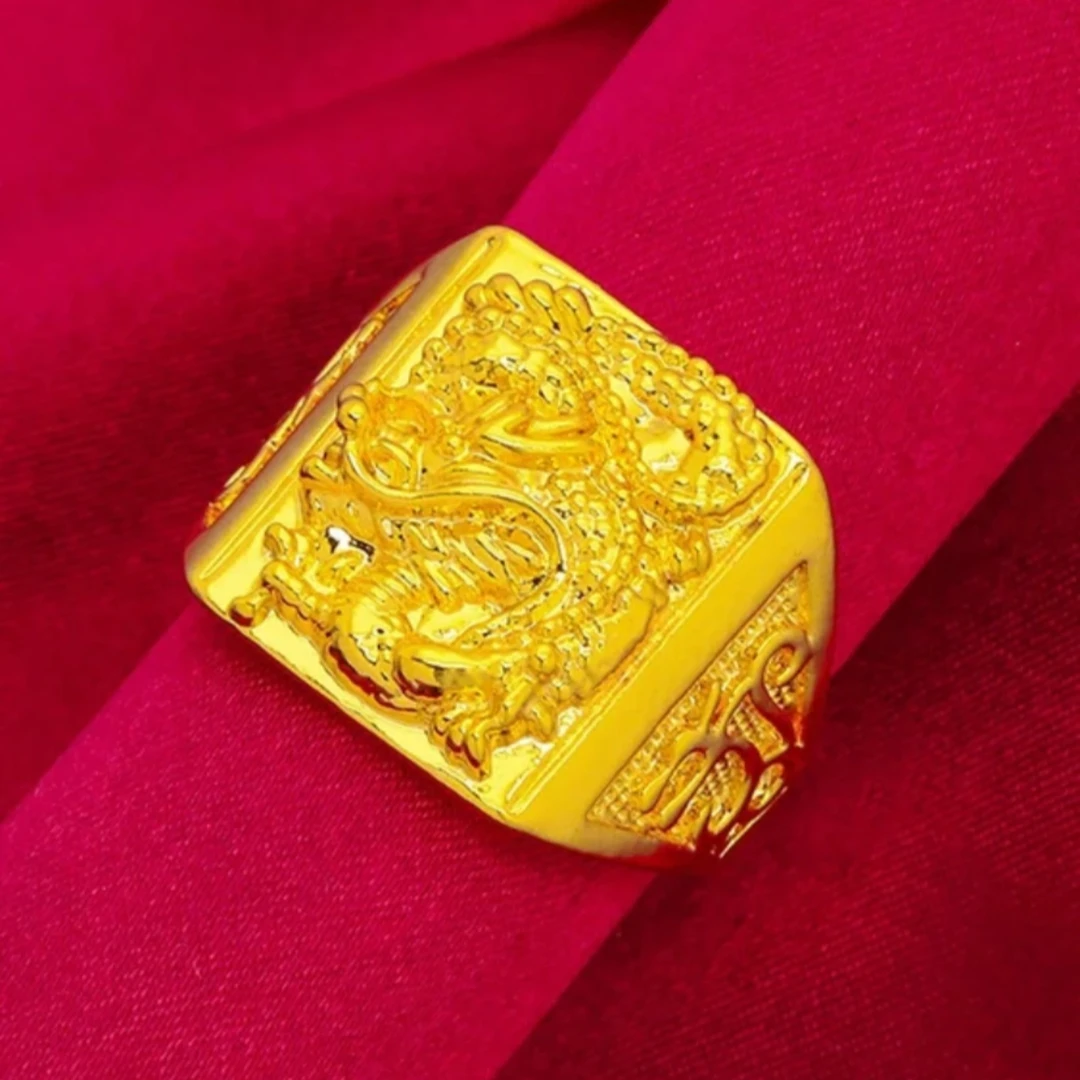 合金戒指 2024新款合金戒指《大龙浮雕戒》男款时尚古法霸气