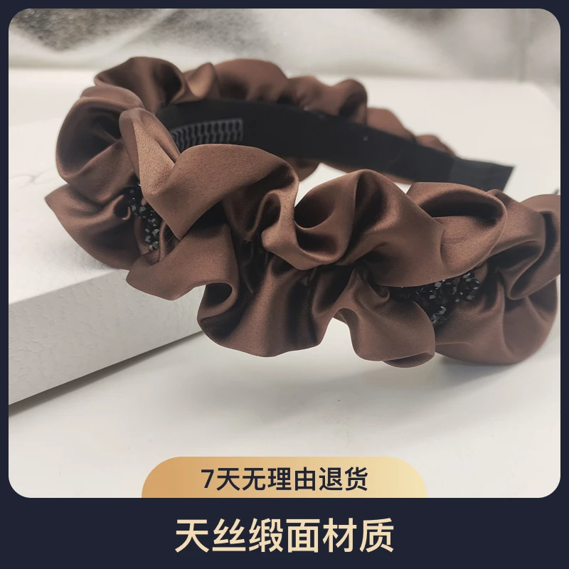 Q-72法式花苞款高颅顶显脸小天丝缎面高级感时尚发箍优雅