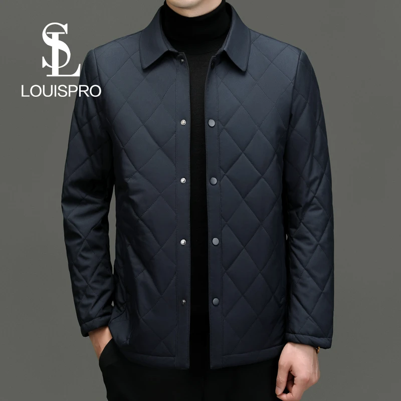 Louispro中老年男士轻薄夹克棉服秋冬季商务休闲翻领棉衣外套