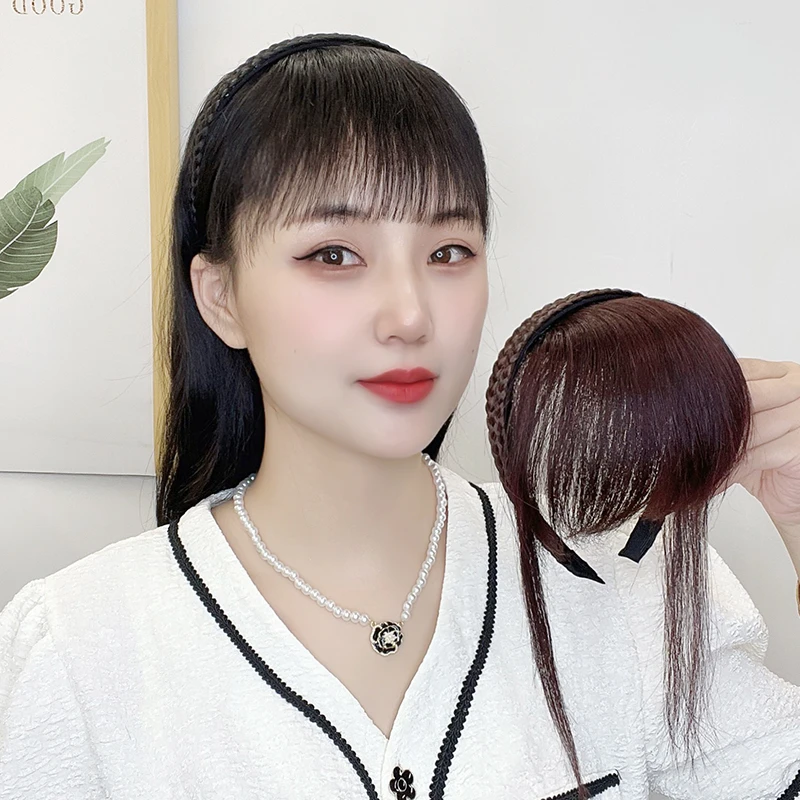 【发箍刘海】真发发箍刘海一体辫子发箍刘海假发女遮盖白发自然黑