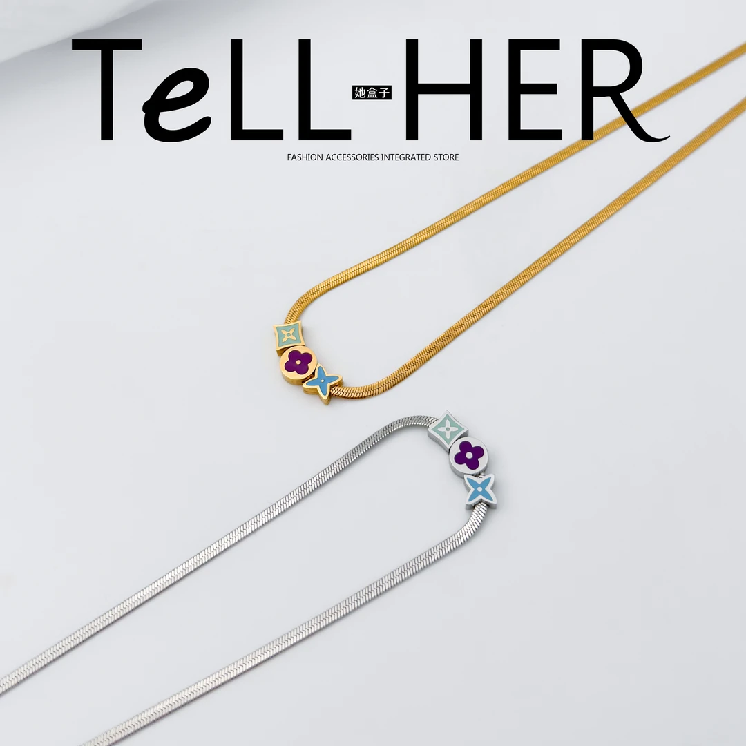 钛钢项链 三小花蛇骨 Ins风/小众 时尚 百搭 简约个性 项链 TH002