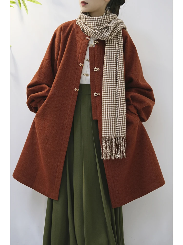 店庆款 惊秋圆领披袄子灯笼袖粗花呢秋冬汉服秋木木