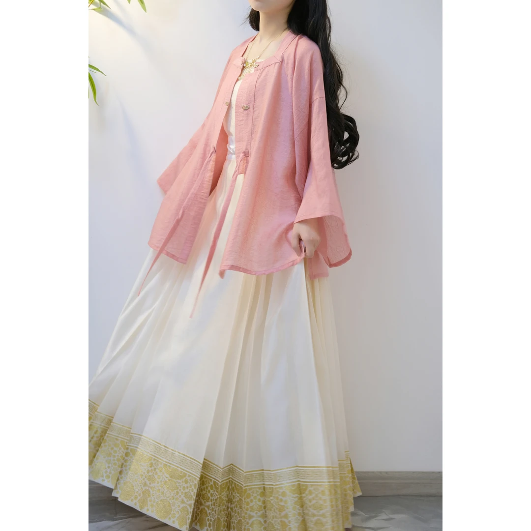 暮云 折枝纹方领半袖 明制汉服秋季新品 璎珞马面