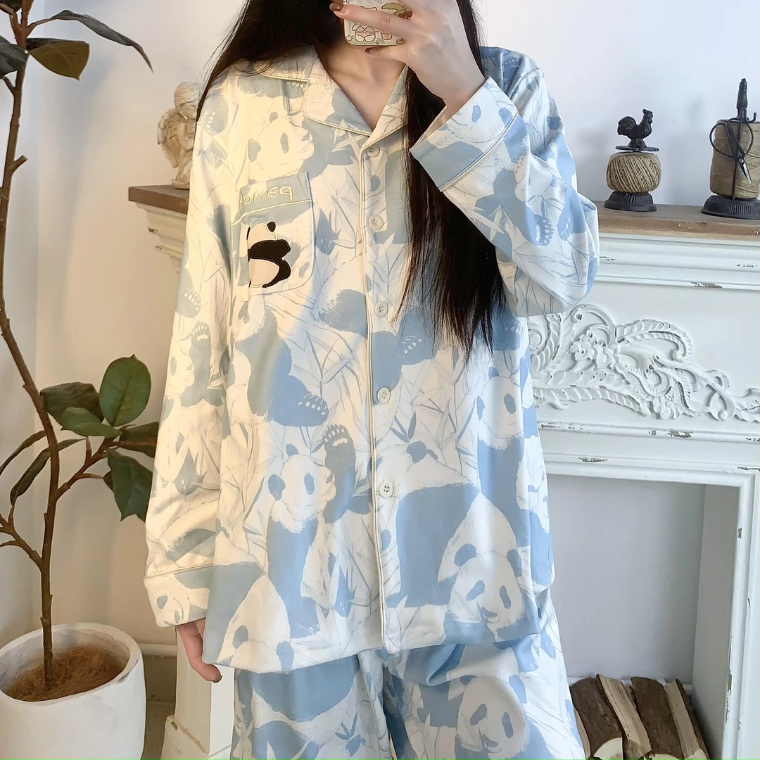 司睿秋冬保暖可外穿卡通舒适熊猫可爱睡衣家居服套装