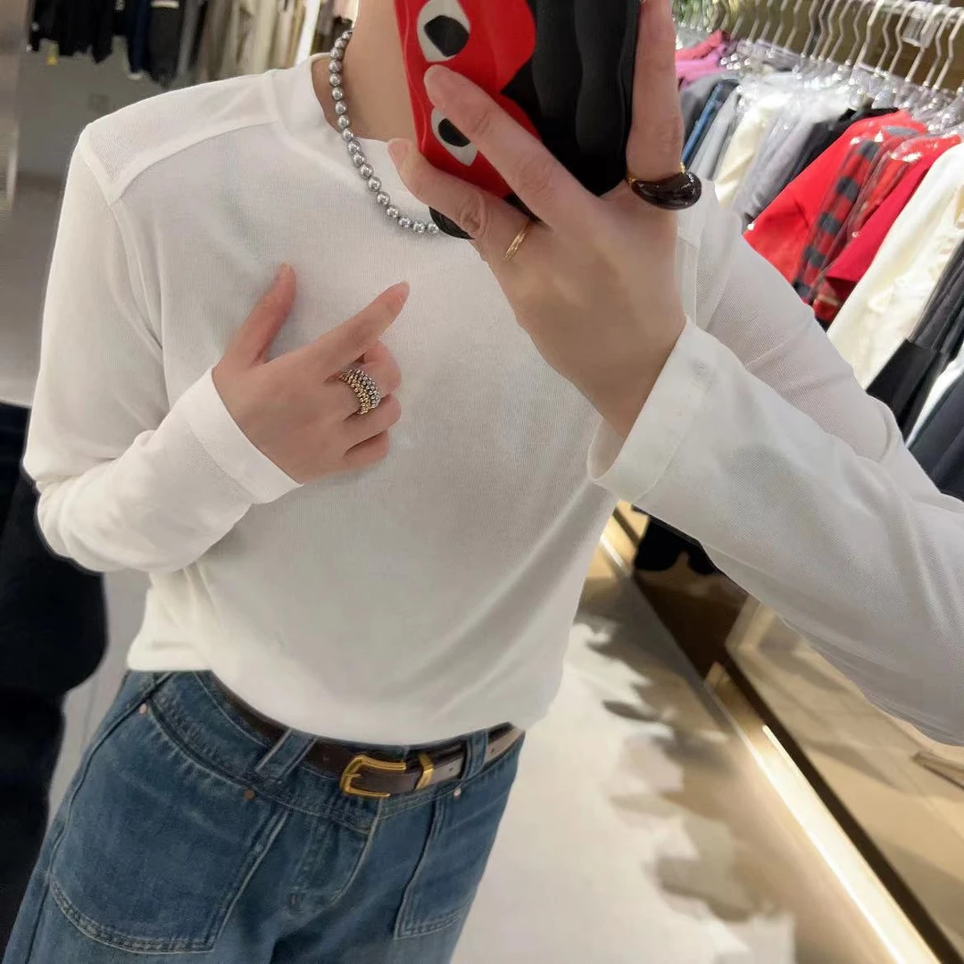 春苗女装      两色百搭上衣     春秋季纯色圆领套头