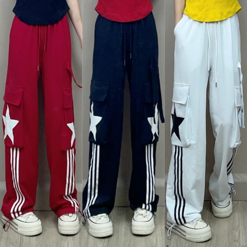 广场舞时尚休闲运动裤女夏季2024新款显瘦百搭杠条工装裤薄款